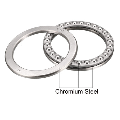 Harfington Uxcell 51117 Miniature Thrust Ball Bearing 85x110x19mm Chrome Steel with Washer
