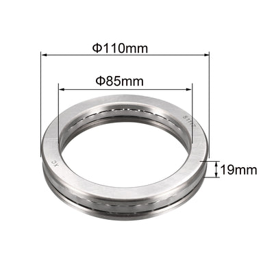 Harfington Uxcell 51117 Miniature Thrust Ball Bearing 85x110x19mm Chrome Steel with Washer