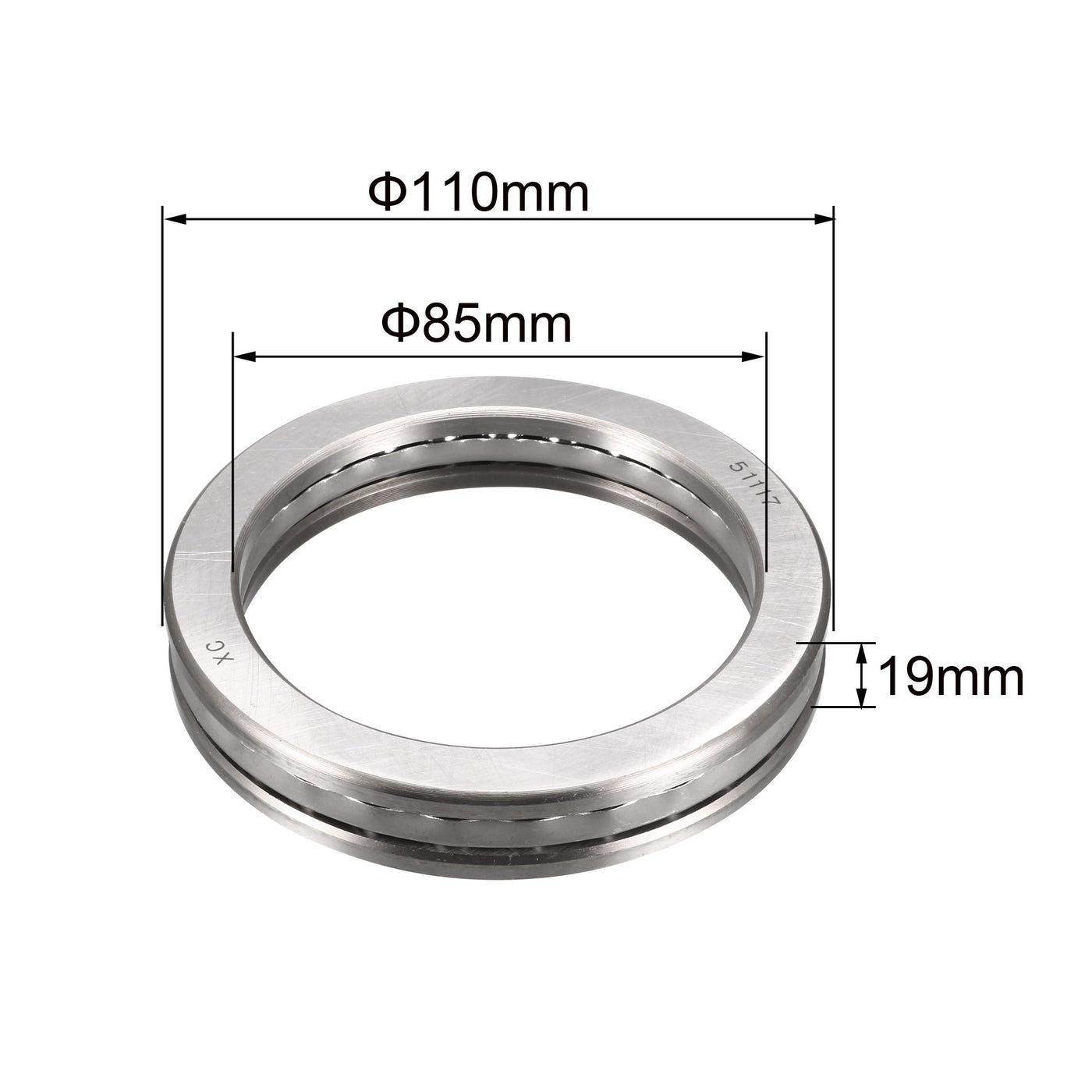 uxcell Uxcell 51117 Miniature Thrust Ball Bearing 85x110x19mm Chrome Steel with Washer 2pcs