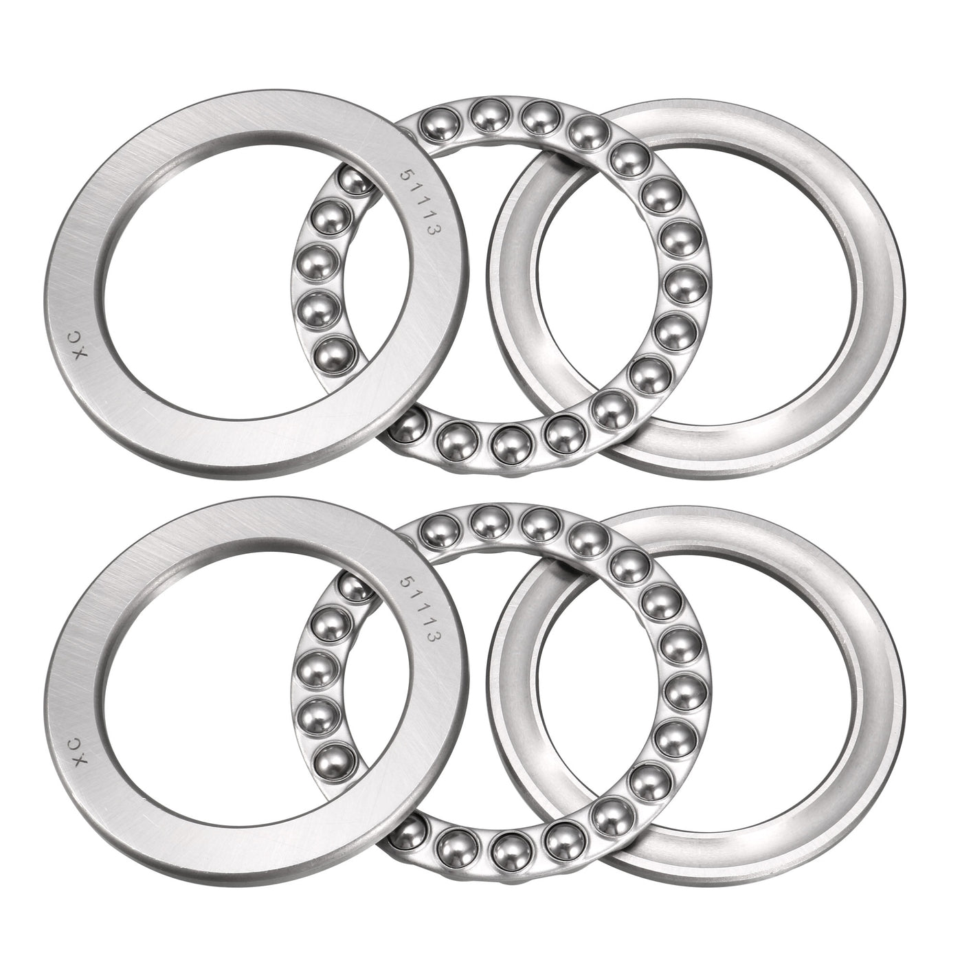 uxcell Uxcell 51113 Miniature Thrust Ball Bearing 65x90x18mm Chrome Steel with Washer 2pcs