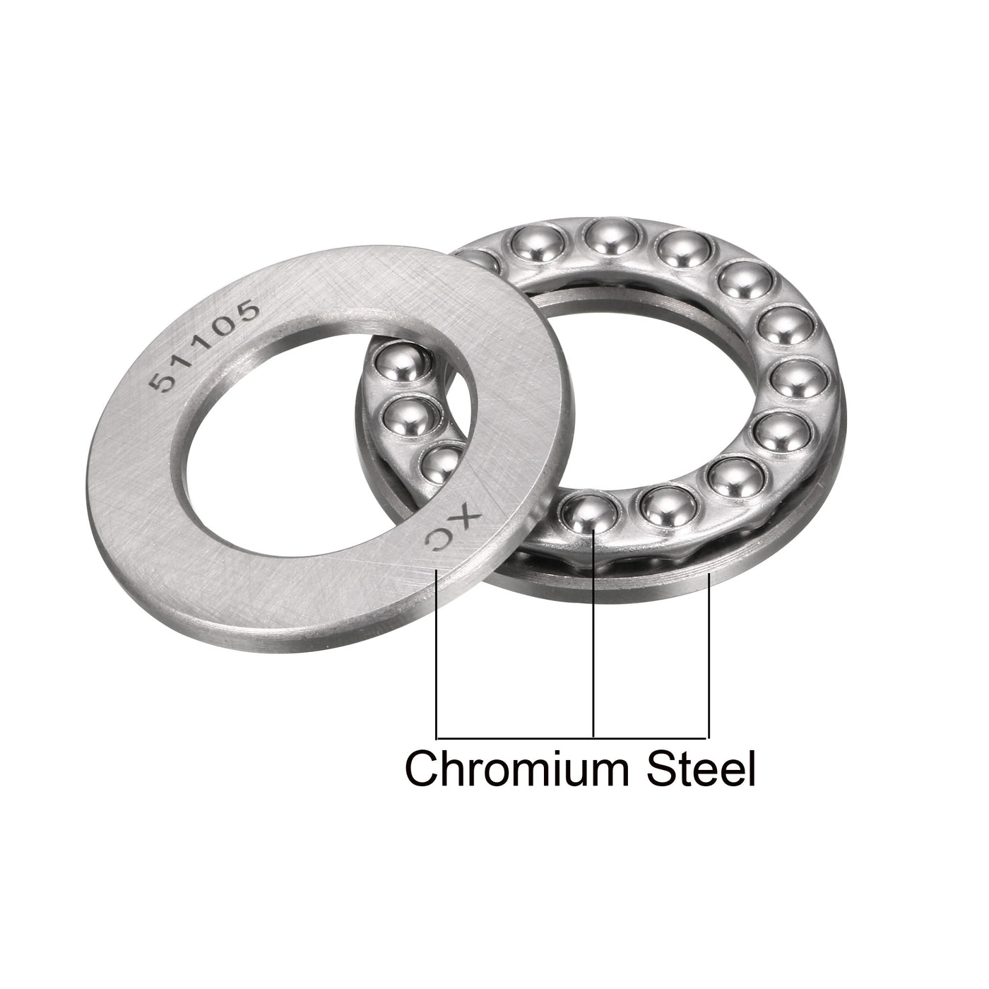 uxcell Uxcell 51105 Miniature Thrust Ball Bearing 25x42x11mm Chrome Steel with Washer 4pcs