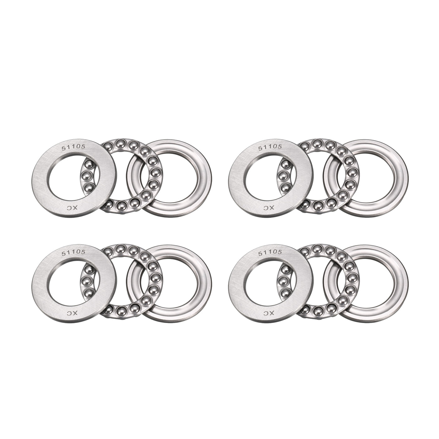 uxcell Uxcell 51105 Miniature Thrust Ball Bearing 25x42x11mm Chrome Steel with Washer 4pcs