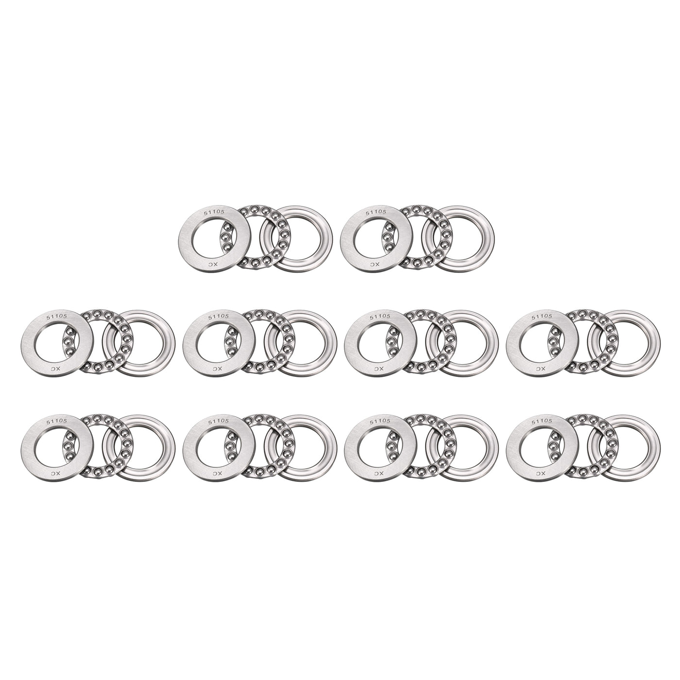 uxcell Uxcell 51105 Miniature Thrust Ball Bearing 25x42x11mm Chrome Steel with Washer 10pcs