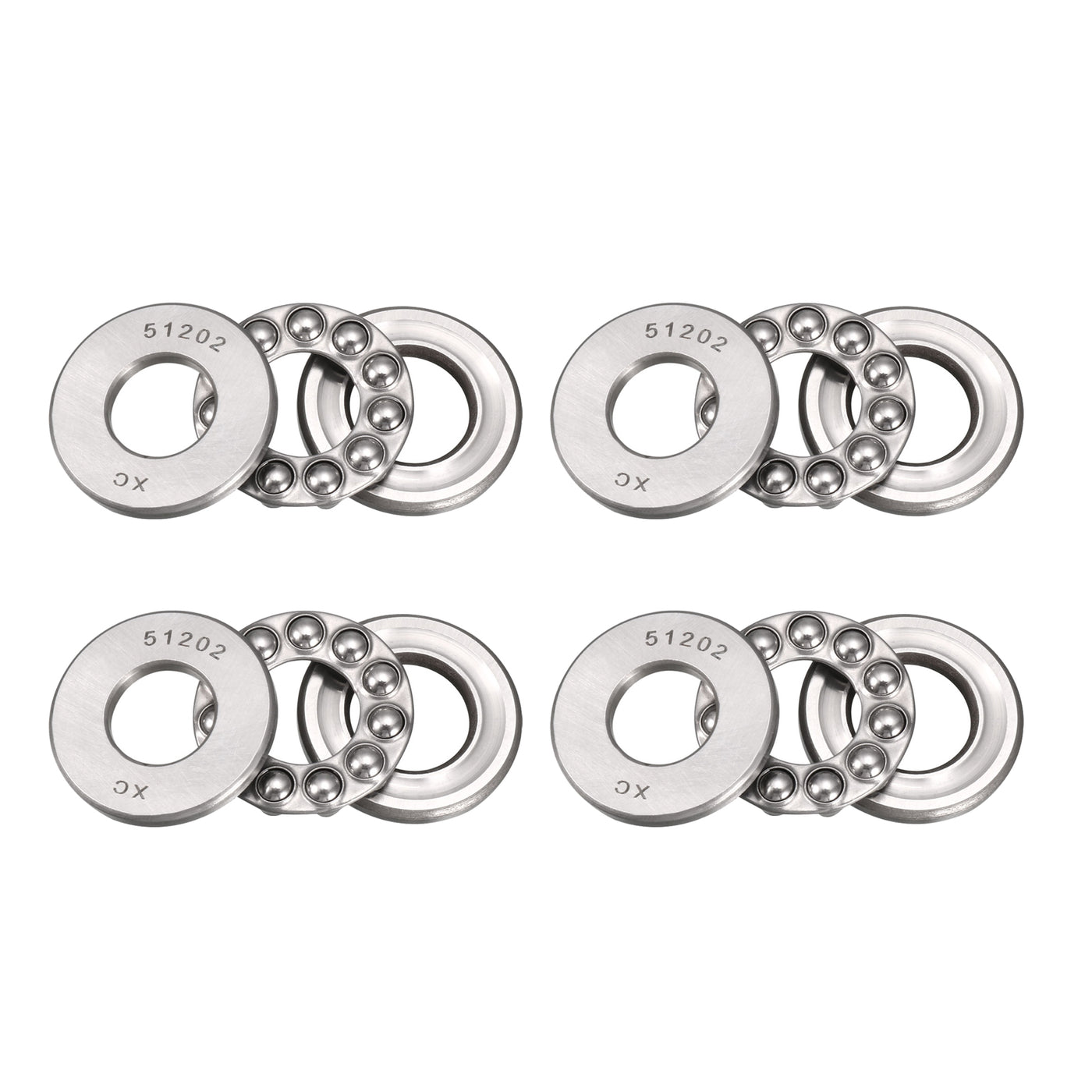 uxcell Uxcell 51202 Miniature Thrust Ball Bearing 15x32x12mm Chrome Steel with Washer 4pcs