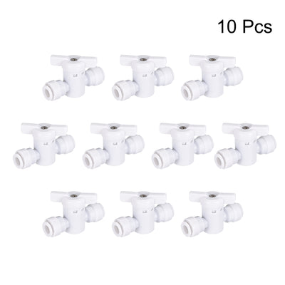 Harfington Uxcell Ball Valve Quick Connect Fitting, 1/4" Tube Outer Diameter, for Water Purifiers, White 10Pcs