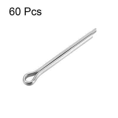 Harfington Uxcell Split Cotter Pin -  304 Stainless Steel 2-Prongs Silver Tone 60Pcs