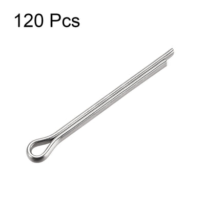 Harfington Uxcell Split Cotter Pin -  304 Stainless Steel 2-Prongs Silver Tone 120Pcs