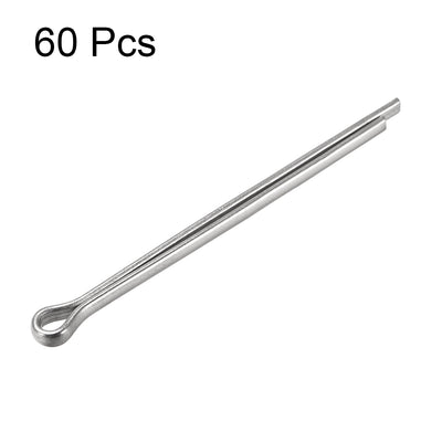 Harfington Uxcell Split Cotter Pin -  304 Stainless Steel 2-Prongs Silver Tone 60Pcs