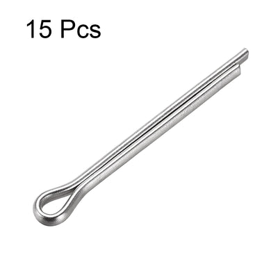 Harfington Uxcell Split Cotter Pin -  304 Stainless Steel 2-Prongs Silver Tone 15Pcs