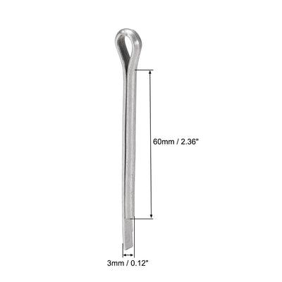 Harfington Uxcell Split Cotter Pin  Carbon Steel 2-Prongs Silver 150Pcs