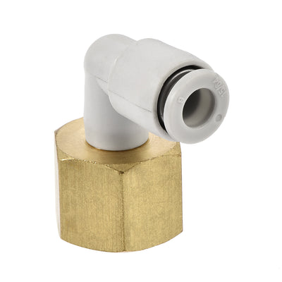 Harfington Uxcell Pneumatic Push to Connect Tube Fittings Elbow 6mm Tube OD x 3/8PT Female 2Pcs