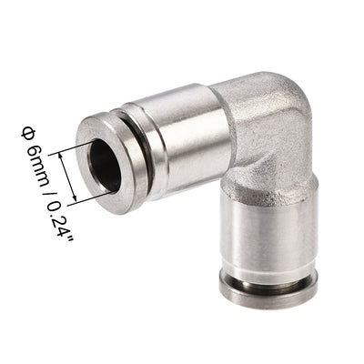 Harfington Uxcell Push to Connect Tube Fitting L Shape Pneumatic Connector for 6mm OD Tube