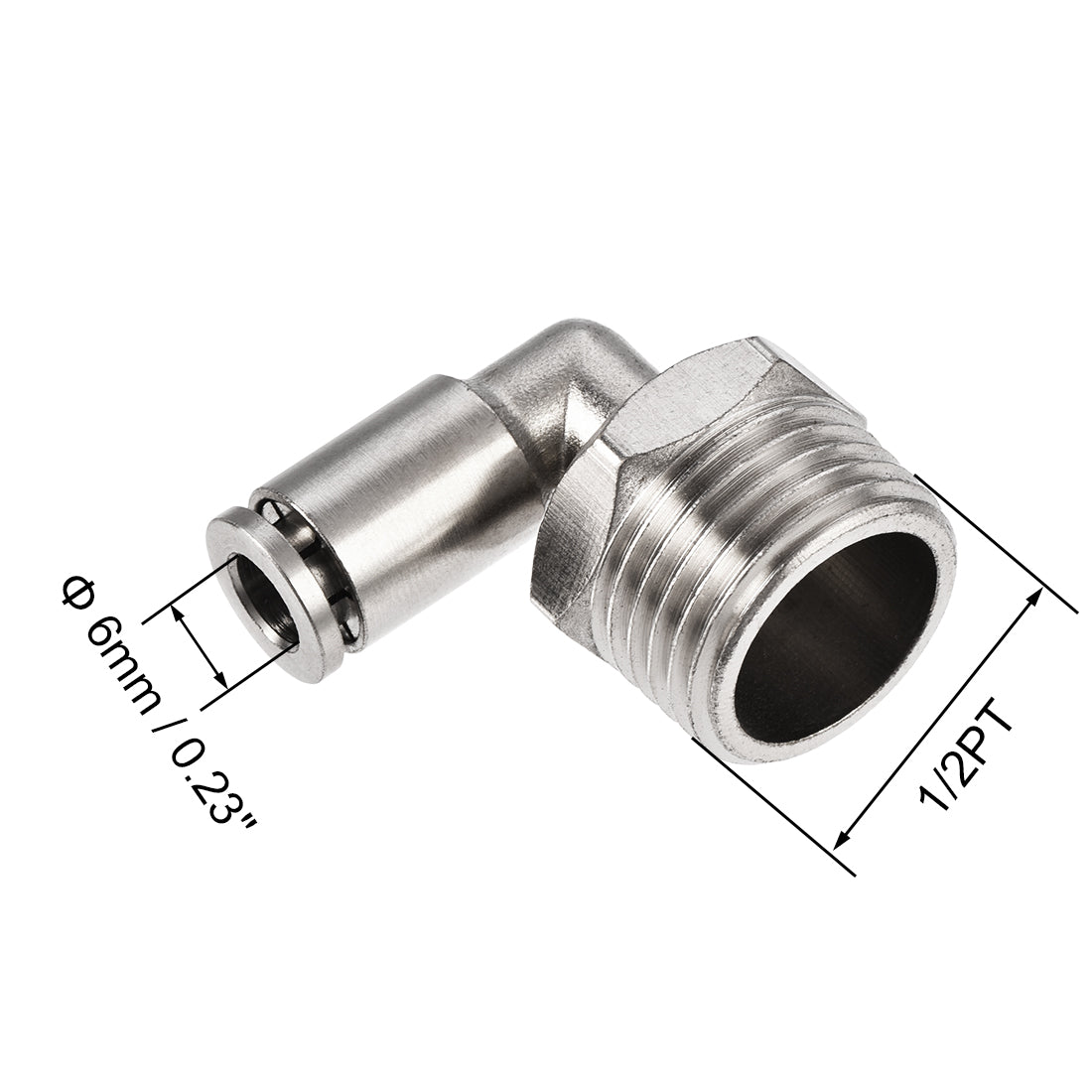 Uxcell Uxcell Push to Connect Tube Fitting 6mm Tube to 1/2PT Male Elbow L Shape