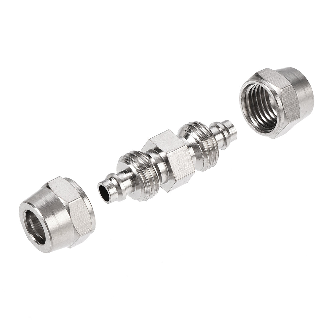 uxcell Uxcell Compression Tube Fitting Nickel Plating for 6mm Pneumatic Hose Tube 2pcs