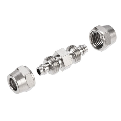 Harfington Uxcell Compression Tube Fitting Nickel Plating for 6mm Pneumatic Hose Tube 5pcs
