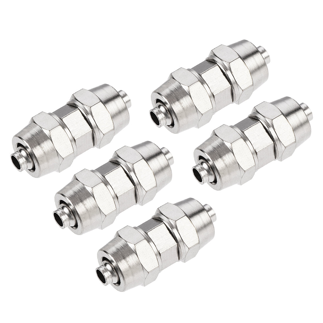 uxcell Uxcell Compression Tube Fitting Nickel Plating for 6mm Pneumatic Hose Tube 5pcs