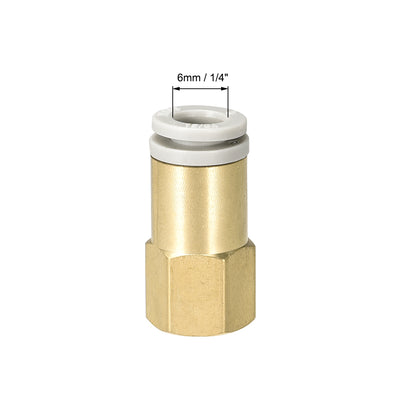 Harfington Uxcell Push to Connect Tube Fittings 6mm Tube OD x 1/8 PT Female Golden Tone