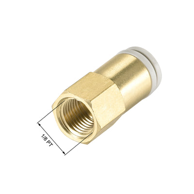 Harfington Uxcell Push to Connect Tube Fittings 6mm Tube OD x 1/8 PT Female Golden Tone 5Pcs