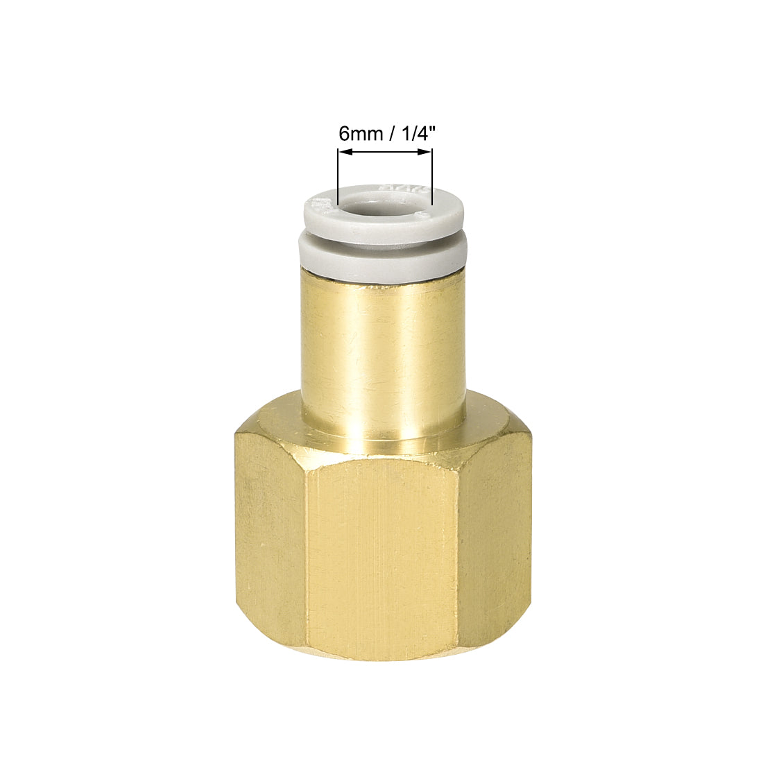 uxcell Uxcell Push to Connect Tube Fittings 6mm Tube OD x 3/8 PT Female Golden Tone