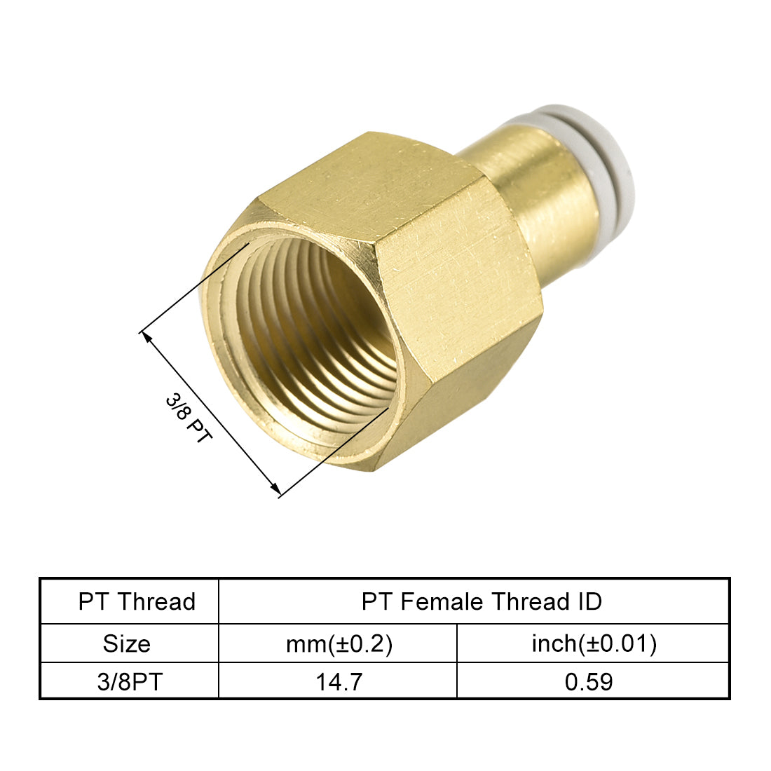 uxcell Uxcell Push to Connect Tube Fittings 6mm Tube OD x 3/8 PT Female Golden Tone