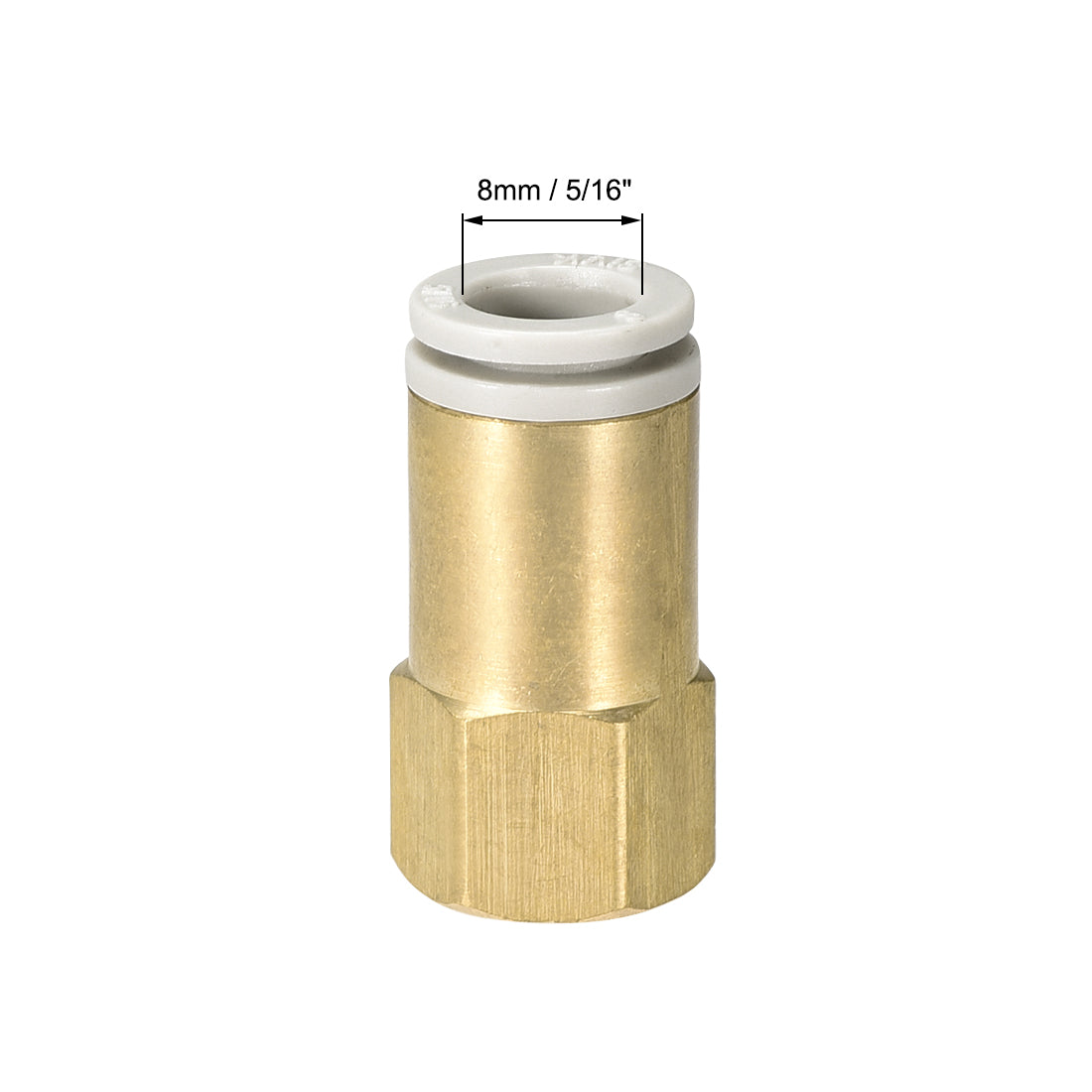 uxcell Uxcell Push to Connect Tube Fittings 8mm Tube OD x 1/8 PT Female Golden Tone