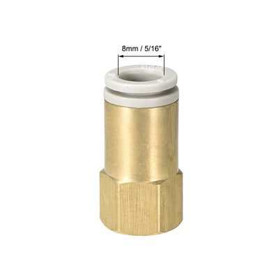 Harfington Uxcell Push to Connect Tube Fittings 8mm Tube OD x 1/8 PT Female Golden Tone