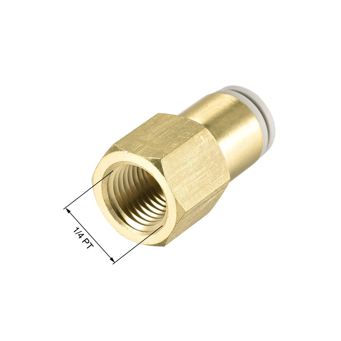 uxcell Uxcell Push to Connect Tube Fittings 8mm Tube OD x 1/4 PT Female Golden Tone