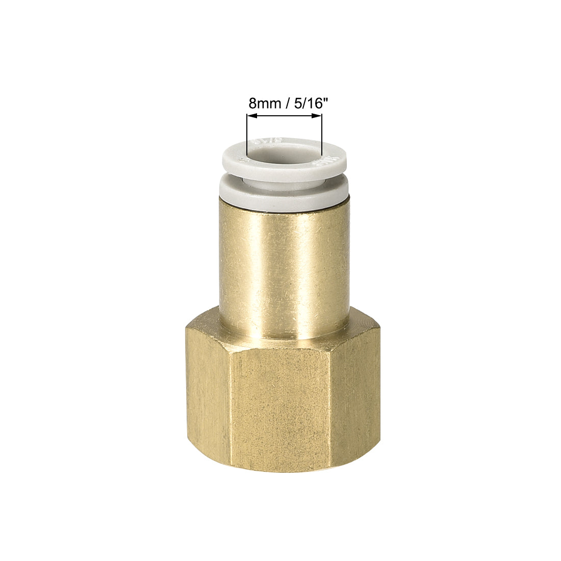 uxcell Uxcell Push to Connect Tube Fittings 8mm Tube OD x 3/8 PT Female Golden Tone 2Pcs