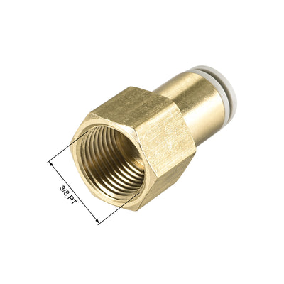 Harfington Uxcell Push to Connect Tube Fittings 8mm Tube OD x 3/8 PT Female Golden Tone 2Pcs