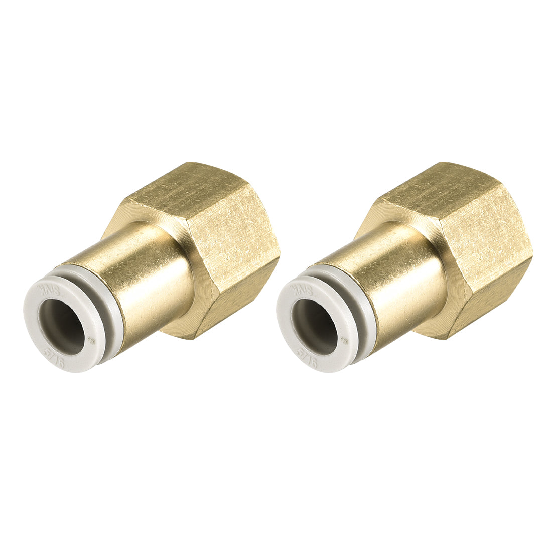 uxcell Uxcell Push to Connect Tube Fittings 8mm Tube OD x 3/8 PT Female Golden Tone 2Pcs