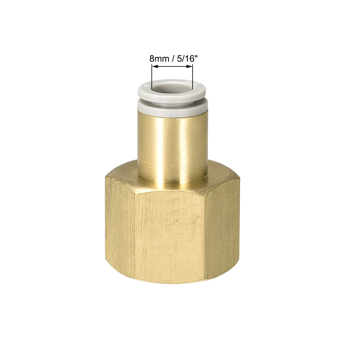 uxcell Uxcell Push to Connect Tube Fittings 8mm Tube OD x 1/2 PT Female Golden Tone