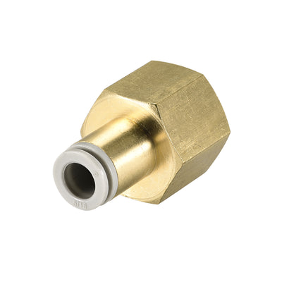 Harfington Uxcell Push to Connect Tube Fittings 8mm Tube OD x 1/2 PT Female Golden Tone