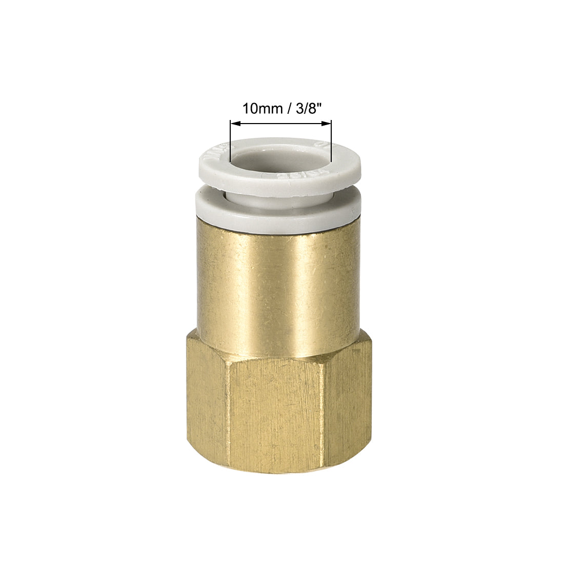 uxcell Uxcell Push to Connect Tube Fittings 10mm Tube OD x 1/8 PT Female Golden Tone 2Pcs