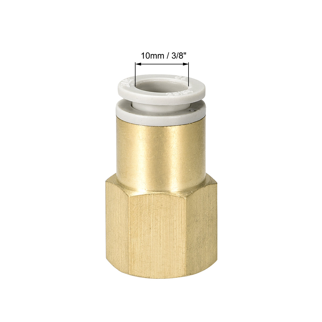 uxcell Uxcell Push to Connect Tube Fittings 10mm Tube OD x 3/8 PT Female Golden Tone