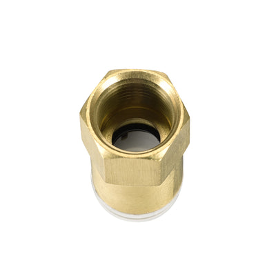 Harfington Uxcell Push to Connect Tube Fittings 12mm Tube OD x 3/8 PT Female Golden Tone