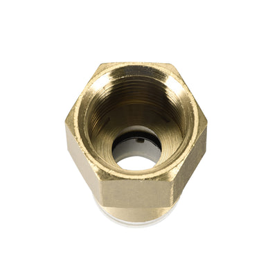 Harfington Uxcell Push to Connect Tube Fittings 12mm Tube OD x 1/2 PT Female Golden Tone 2Pcs