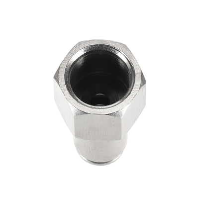 Harfington Uxcell Push to Connect Tube Fittings 4mm Tube OD x 1/8 PT Female Straight Pneumatic Connector Pipe Fitting Silver Tone 2Pcs