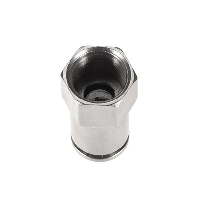 Harfington Uxcell Push to Connect Tube Fittings 8mm Tube OD x 1/4 PT Female Silver Tone 2Pcs