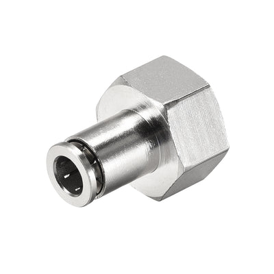 Harfington Uxcell Push to Connect Tube Fittings 8mm Tube OD x 1/2 PT Female Silver Tone