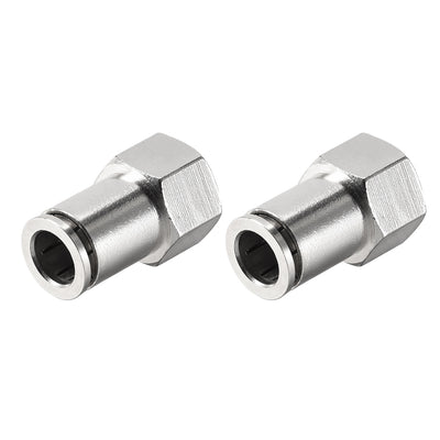 Harfington Uxcell Push to Connect Tube Fittings 10mm Tube OD x 3/8 PT Female Silver Tone 2Pcs