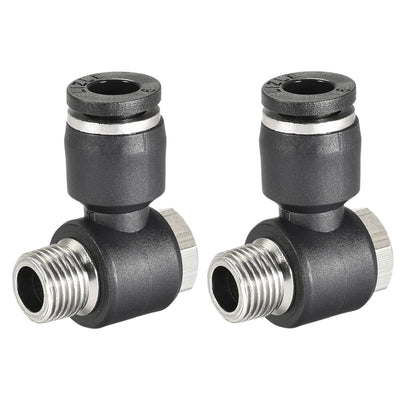 Harfington Uxcell Pneumatic Push to Connect Tube Fitting 6mm Tube to 1/8NPT Male Thread Elbow 2Pcs