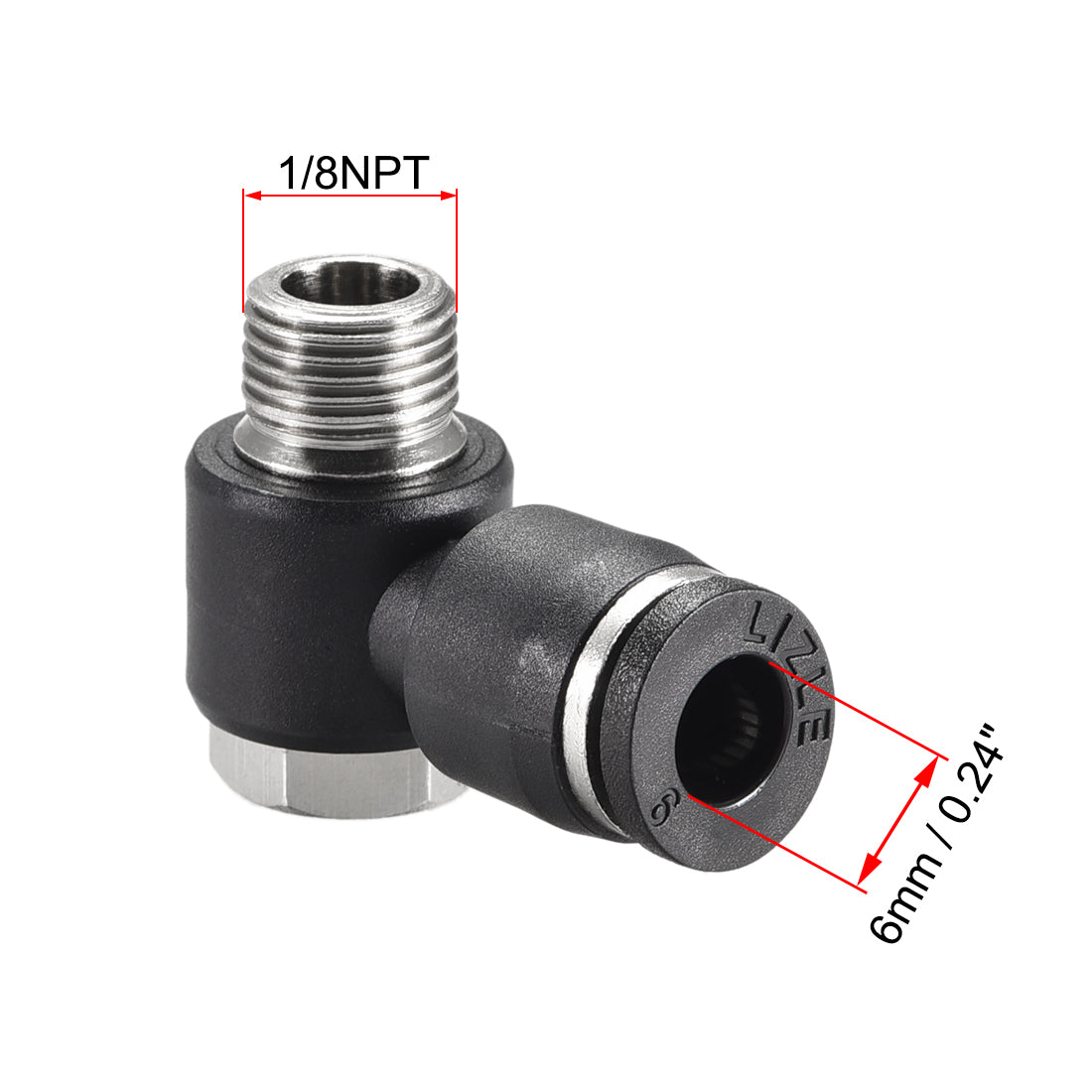 uxcell Uxcell Pneumatic Push to Connect Tube Fitting 6mm Tube to 1/8NPT Male Thread Elbow 5Pcs