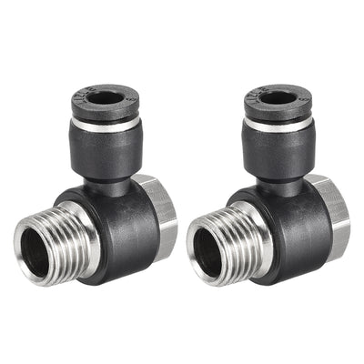 Harfington Uxcell Pneumatic Push to Connect Tube Fitting 6mm Tube to 1/4NPT Male Thread Elbow 2Pcs