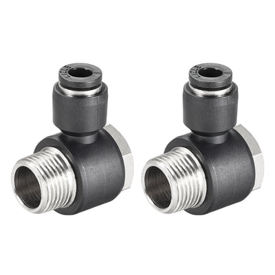 Harfington Uxcell Pneumatic Push to Connect Tube Fitting 12mm Tube to 3/8PT Male Thread Elbow