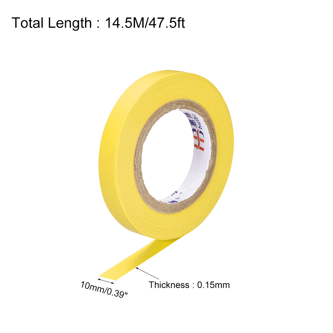 uxcell Uxcell Insulating Tape 10mm Width 14.5M Long 0.15mm Thick PVC Electrical Tape Rated for Max. 400V  80C Use Yellow 2pcs