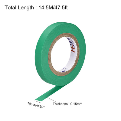 Harfington Uxcell Insulating Tape 10mm Width 14.5M Long 0.15mm Thick PVC Electrical Tape Rated for Max. 400V  80C Use Green 2pcs