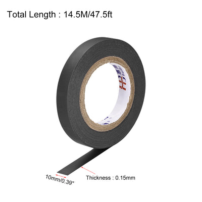 Harfington Uxcell Insulating Tape 10mm Width 14.5M Long 0.15mm Thick PVC Electrical Tape Rated for Max. 400V  80C Use Black 2pcs
