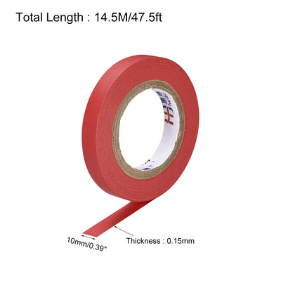 Harfington Uxcell Insulating Tape 10mm Width 14.5M Long 0.15mm Thick PVC Electrical Tape Rated for Max. 400V  80C Use Red 2pcs