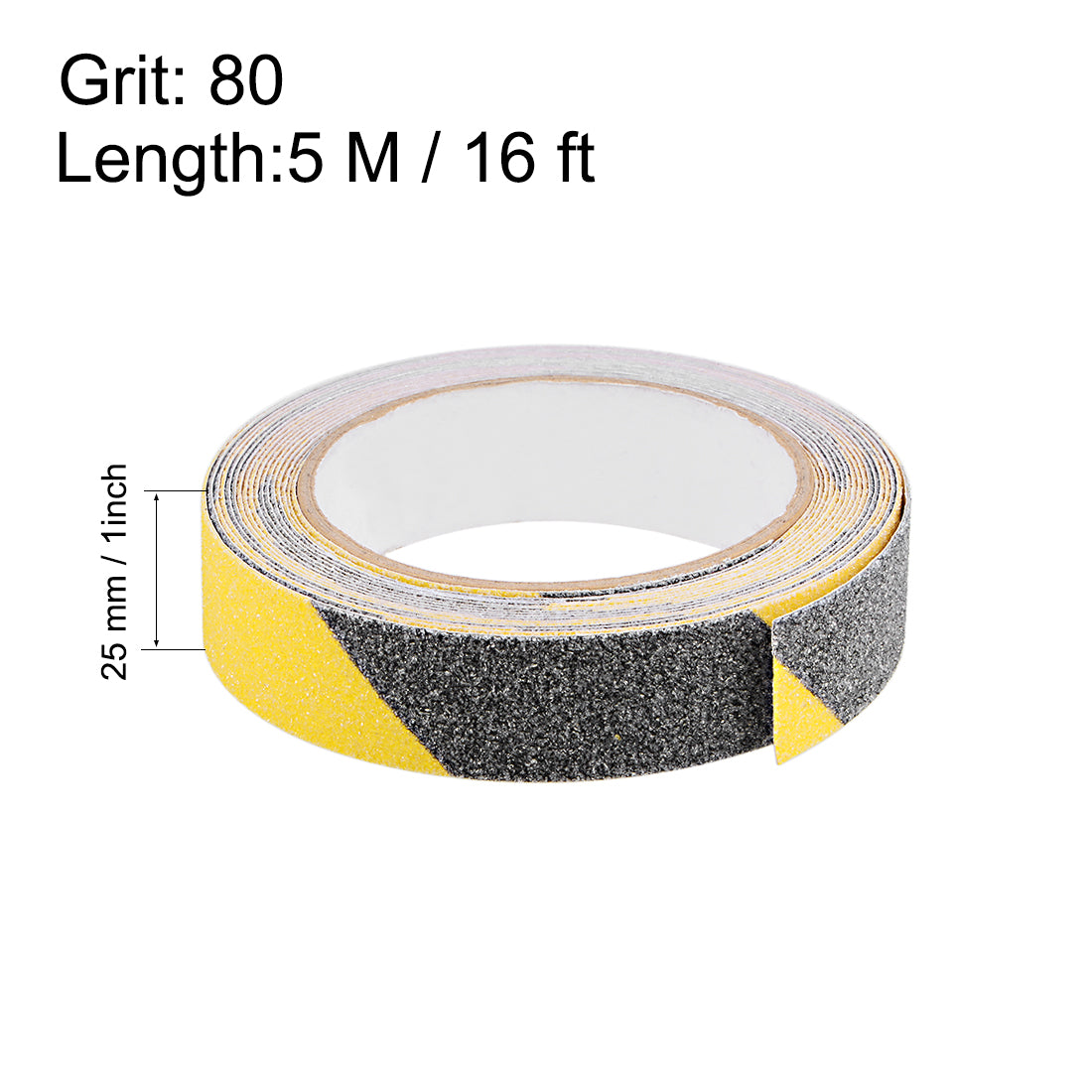 uxcell Uxcell Anti Slip Traction Grip Tape, 80 Grit Frosted Surface PVC Warning Tape Waterproof for Steps, 16 Ft x 1 Inch(LxW) Black Yellow