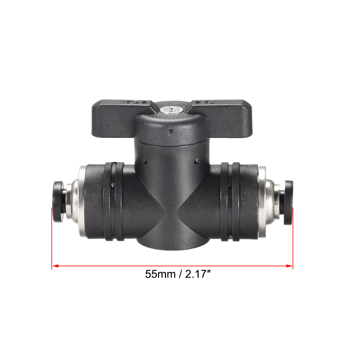 uxcell Uxcell Pneumatic Ball Valve, Push to Connect, 4mm Inner Diameter, for Air Flow Control, Plastic Zinc Alloy Black